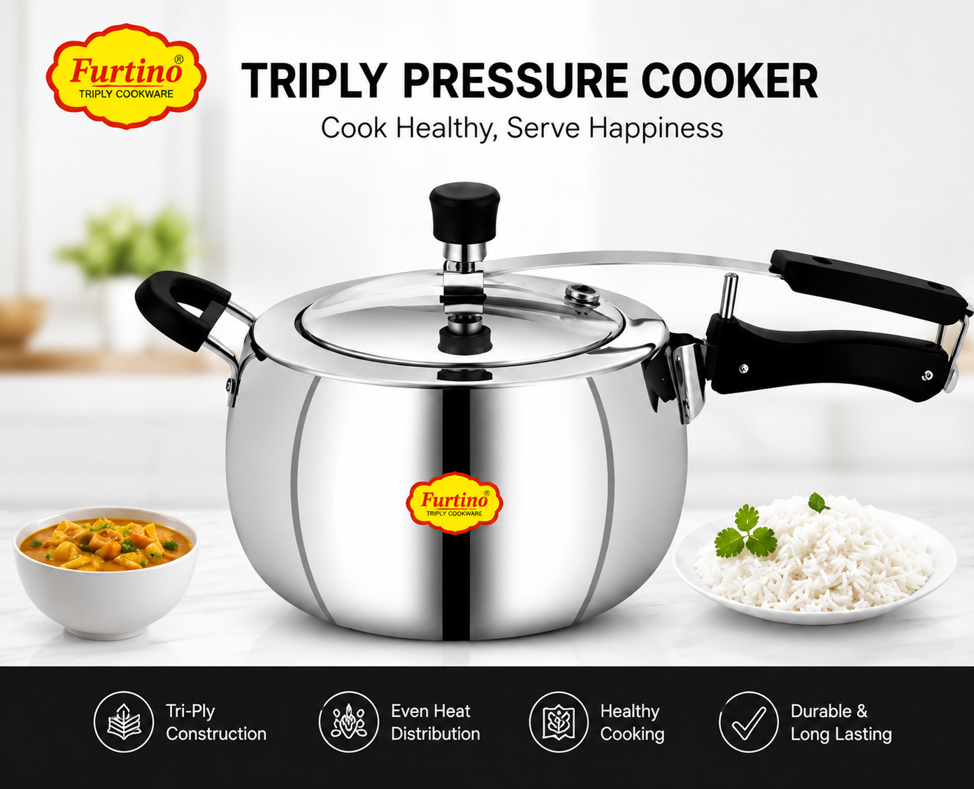TRIPLY PRESSURE COOKER (THICKNESS 3MM)