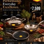Furtino Premium Triply Cookware Combo | 26cm Kadhai + 20cm Fry Pan + 10" Honeycomb Roti Tawa