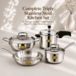 Furtino Complete Triply Stainless Steel Kitchen Set | 5L Pressure Cooker + 24cm Kadhai + 20cm Fry Pan + 16cm Saucepan