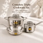 Furtino Complete Triply Cookware Set | 24cm Triply Kadhai + 20cm Fry Pan + 16cm Saucepan